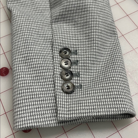 ANN TAYLOR NWOT Career Grey/White Houndstooth 2 Pocket/Button Classic Blazer 12 - Picture 9 of 16